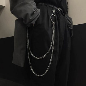 Badass Leather Silver Long Leather Biker Chain Trendy Pants Chain Wall –  imessengerbags