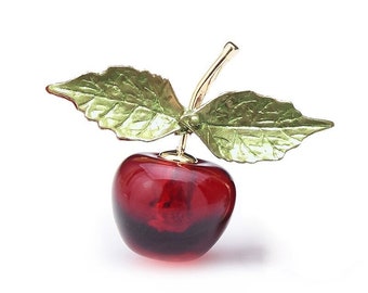 Belle broche fruit, épingles à cerises rouges transparentes, épingle en émail à la mode pour femmes, broches de déguisement, épingles à bijoux, accessoires