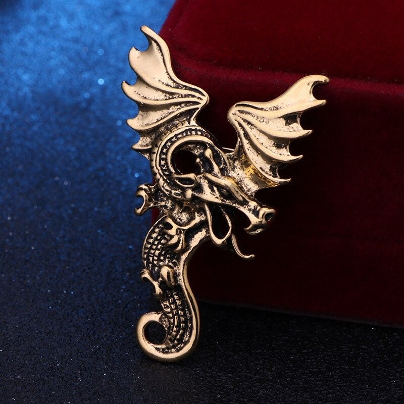 Vintage Animal Dragon Brooch Pin Metal Wings Corsage Men's - Etsy