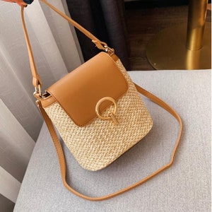 Fashion Straw Shoulder Bags Women Woven Bucket Beach Straw Bag Female Handbag