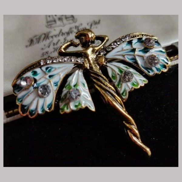 Vintage Art Nouveau Style Fairy Nymph Brooch Shawl Pin Pendant Jewelry