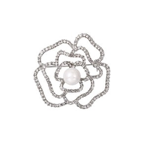 Broche de fleur de Rose en Zircon incrusté de métal de haute qualité, accessoires pour femmes 2 - Silver