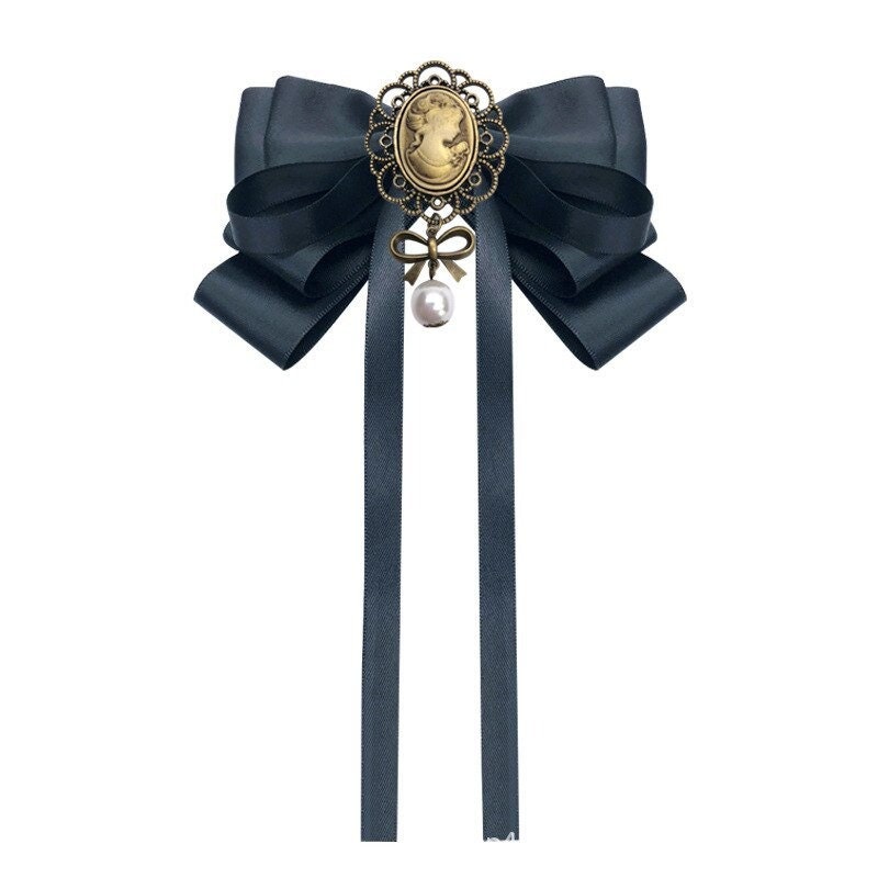 Black Beauty Head Bow Tie Female Brooch Retro British College Style ...