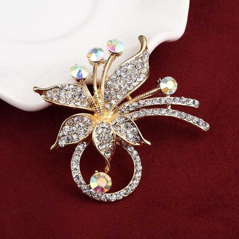 SKEDS Elegant Rhinestone Women Fashion Flower Brooch Pin Pearl Creative  Garland Jewelry Party Wedding Accessories Brooch Gift
