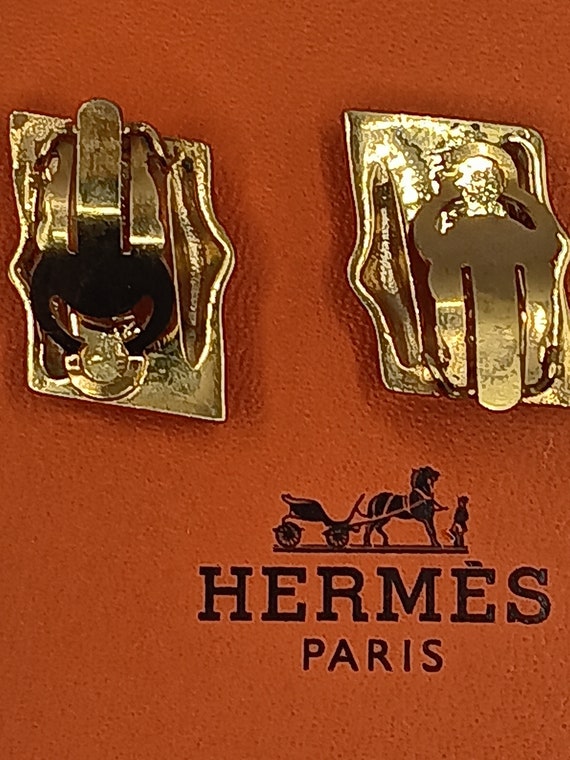 Authentic Hermes Bamboo clip on earrings - image 2