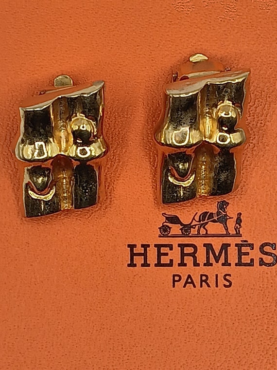 Authentic Hermes Bamboo clip on earrings