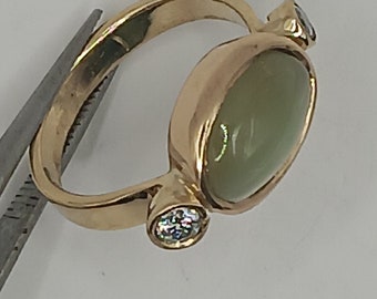 Vintage cat&#39;s eye chrysoberyl dianomd 18kt ring