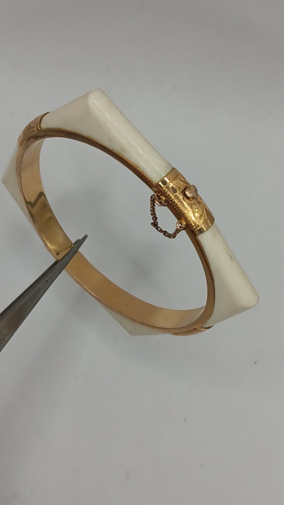 Mid Century 14kt Bone bangle bracelet