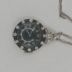 vintage platinum watch pendant with chain