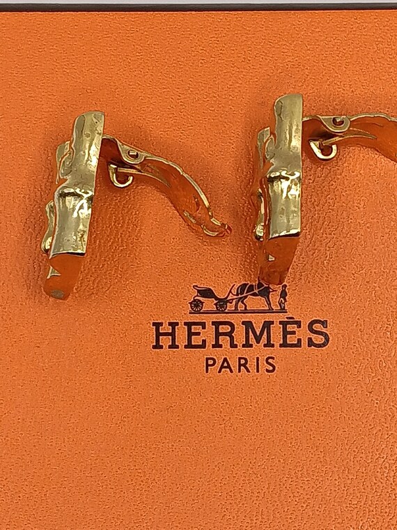 Authentic Hermes Bamboo clip on earrings - image 3