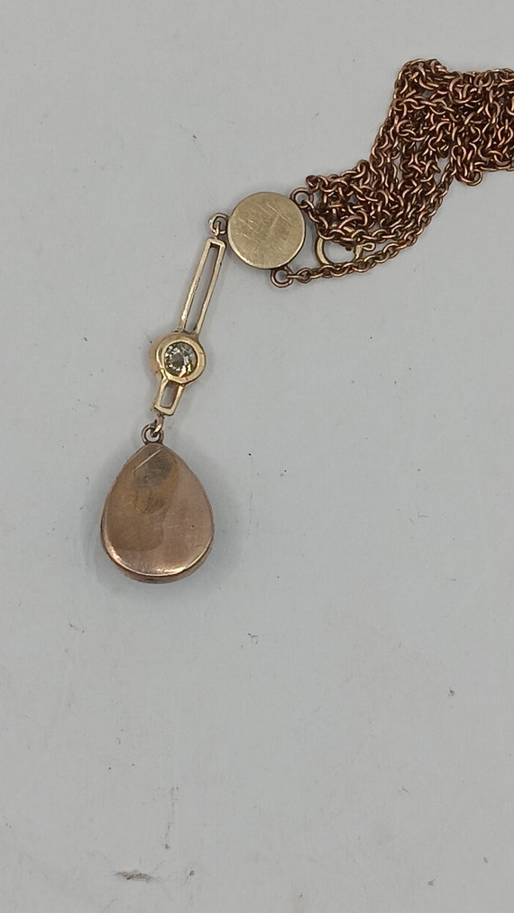 Edwardian diamond and garnet gold necklace - image 2