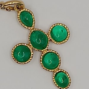 18kt Colombian Emerald & Gold Cross Pendant hand made
