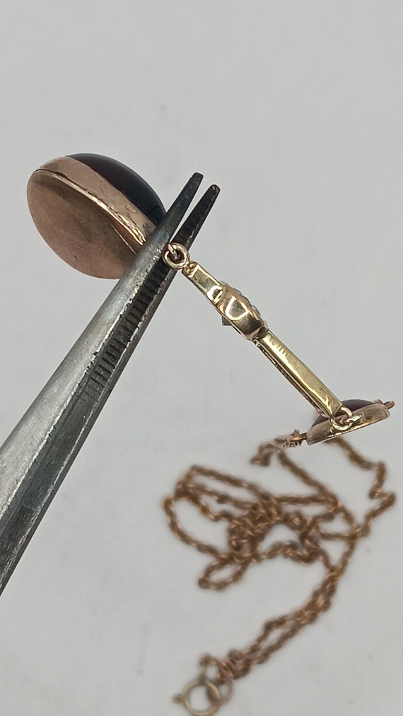 Edwardian diamond and garnet gold necklace - image 3