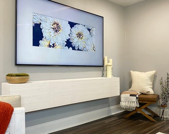 Modern Farmhouse | Custom Color | Solid Wood | Floating TV Console