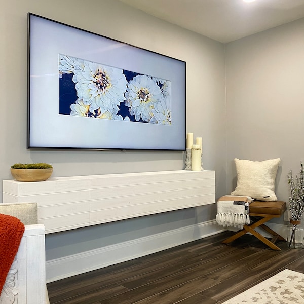 Modern Farmhouse | Custom Color | Solid Wood | Floating TV Console