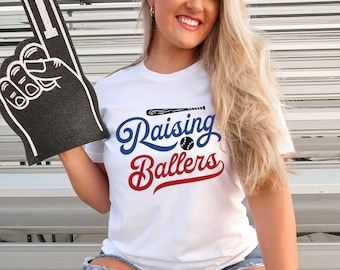 Baseball Mom Shirt - Raising Ballers, Funny Baseball Shirt, Gift for Baseball Mom, Baseball Mama, Baseball Mom T-Shirt