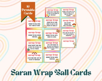 Saran Wrap "Wrap Trap" Card Set | Groovy Birthday Edition | Set of 16 Cards to Print, Cut & Wrap into Saran Wrap Ball | Birthday Party Game