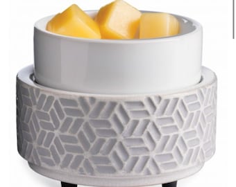 2-in-1 Ceramic Wax Warmer | Modern Geometric Wax Melt Burner | Electric Candle Warmer for Home Fragrance
