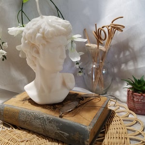 Large David Bust Candle, David Statue Candle, Biblical Statue, Renaissance David Sculpture Head, Greek Statue, Michelangelo's David