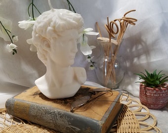 Large David Bust Candle, David Statue Candle, Biblical Statue, Renaissance David Sculpture Head, Greek Statue, Michelangelo's David