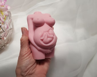 Pregnant Goddess Candle,  Mom to be with Fetus, Expecting Lady Torso Candle, Expecting Mother, Novelty Woman Candle, Body Candle