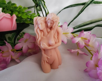 Woman Lovers Small Candle,  Aromatherapy Nude Sensual Art, Couples Love Candle, Couple Kiss Candle, Nude Torso