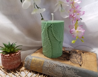 Large Leaf Pillar Candle,  Sculpture Candle, Fall Leaf Candle, Rustic Candle