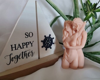 Woman Lovers Candle, Large Aromatherapy Nude Sensual Art, Couples Love Candle, Couple Kiss Candle, Nude Torso