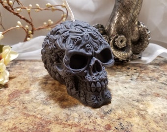 Skull of Ghosts Candle,  Large Ghost Filled Skull Candle , Ornate Skull Candle, Color Choice