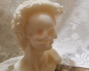 Large David Bust Half Skull Candle, David Statue Candle, Renaissance David Sculpture Head, Greek Statue, Michelangelo's David