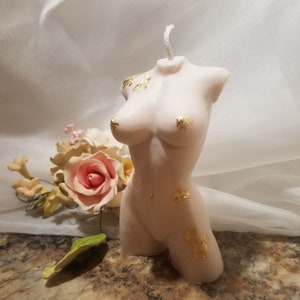 Large Gold Accent Female Torso Shape Candle,   Body Beautiful Aphrodite, Novelty Woman Candle, Gift for Him, Gift for Her,