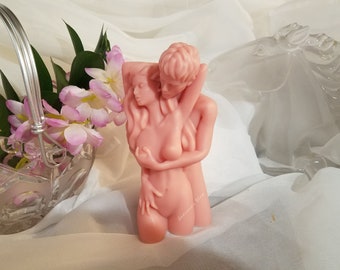 Lovers Candle 6 inch,  Large Aromatherapy Nude Sensual Art, Couples Love Candle,  Couple Kiss Candle, Nude Torso