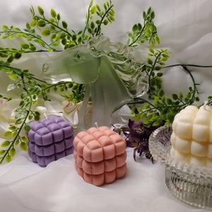 Puffer Bubble Cube Candle, Cushion Rubix Cube Candle,  Unique Abstract Candle, Pillow Bubble Candle, Scented Candle, Home Decor