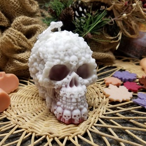 Bleeding Skull of Skulls Candle, Large Unique Skull Candle , Ornate Skull Candle