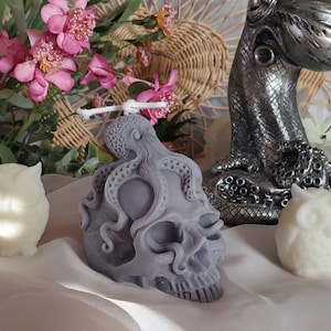Unique Octopus Skull Candle,  Skull Candle ,  Skull Ritual Candle, Color and Fragrance Choice, New Item