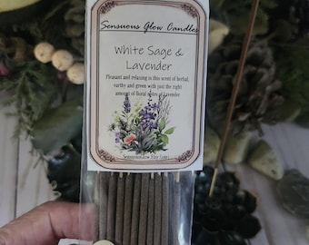 White Sage & Lavender  Incense Sticks, Hand Dipped