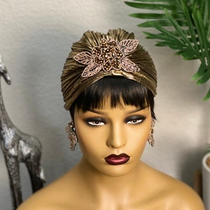 Best Seller!!! GOLDEN SPARKLE TURBAN | Light-Weight Beaded Decor Turban