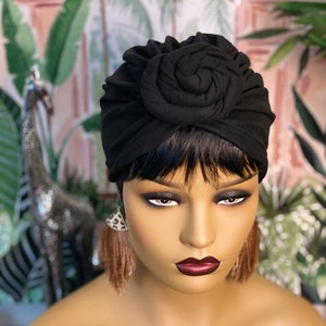 BLACK PRETIED TURBAN | Cotton Light-Weight Headwrap