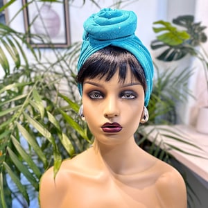 JUMBO PRETIED TURBAN | Teal, Royal Blue, Navy Blue or Black Glitter-Specked Cotton Light-Weight Headwrap