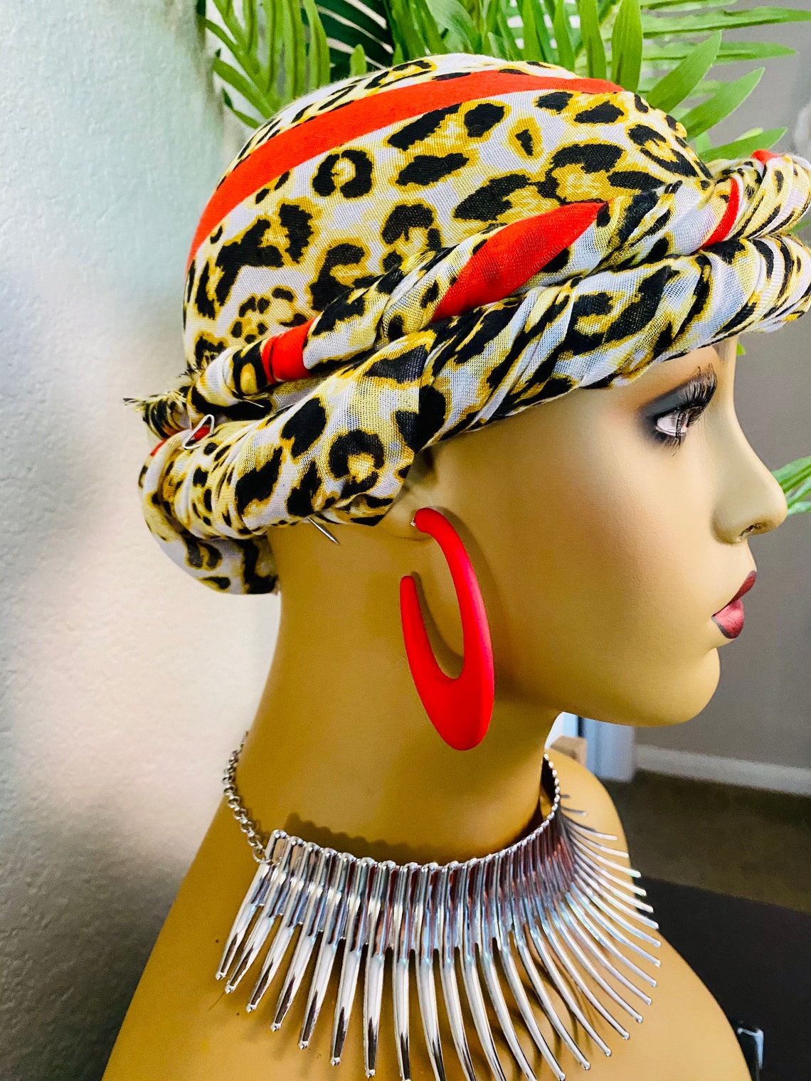 LEOPARD PRINT HEADWRAP Scarf Yellow Leopard Print Etsy Australia