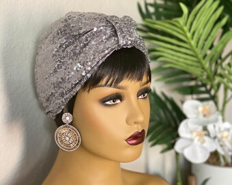 SPARKLY SEQUINS TURBAN | Stretchy Metallic Turban