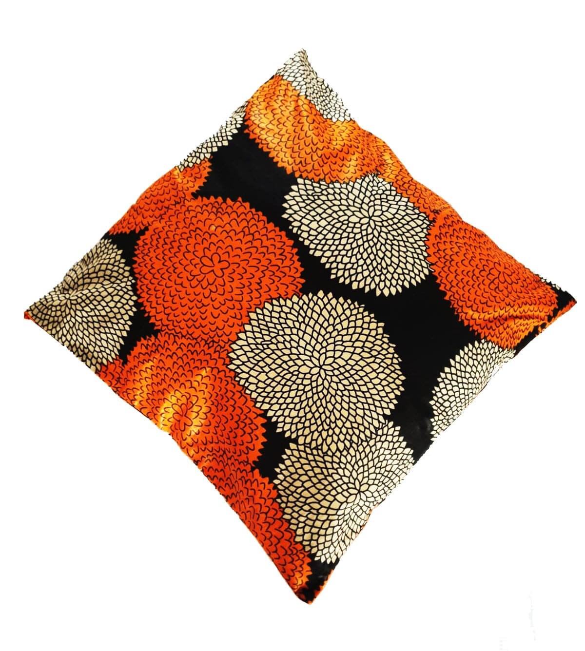 Ankara Orange, Black and Beige Floral Cushion Covers Etsy