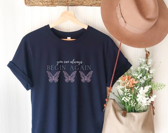 Butterfly Shirt, Monarch Butterfly T-Shirt, Botanical Shirt, Growth Mindset, Gift for Mom, Cute Butterfly Tee