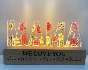Letter Flower Night Lights,Personalized Flower Lamp with Name, Custom Birth Flower Lamp, Gift for Her, Home Decor, Birthday Gift Anniversary
