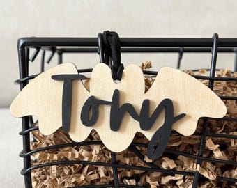 Personalized Halloween Gift Tag Spooky Bat Boo Basket