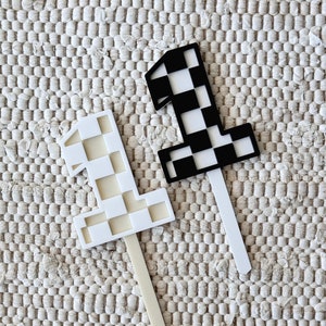 Checkered Number Cake Topper | Acrylic Cake Topper