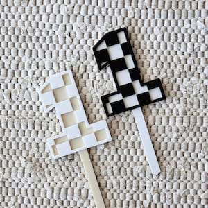 Checkered Number Cake Topper, Acrylic Birthday Decor
