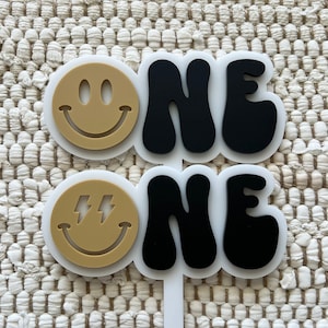 Smiley Face Cake Topper | Acrylic Cake Topper | First Birthday | One Happy Dude | One Happy Babe