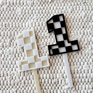 Checkered Number Cake Topper | Acrylic Cake Topper