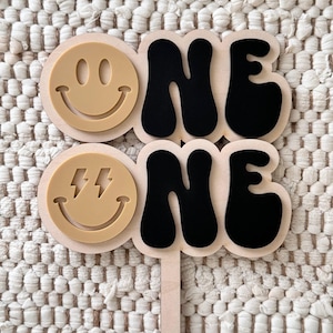 Acrylic & Wood Cake Topper | First Birthday | One Happy Dude